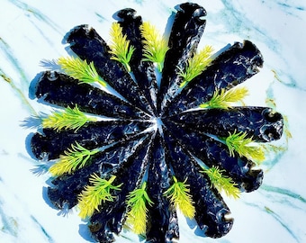 Black Obsidian Arrowhead – Hand Knapped Stone Blade, Healing Crystal, Chakra Energy Decor