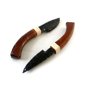 9–9.5 Inch Black Obsidian Knife – Hand Knapped Crystal Athame, Handmade Ritual Knife, Gift