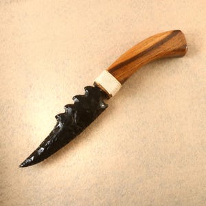 Obsidian Handle Crystal Knife (10 Inch) – Handmade Stone Blade, Metaphysical Decor, Unique