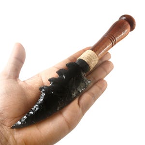 Handmade 10 Inch Obsidian Handle Knife – Crystal Blade, Spiritual Ritual Tool, Witchcraft Decor