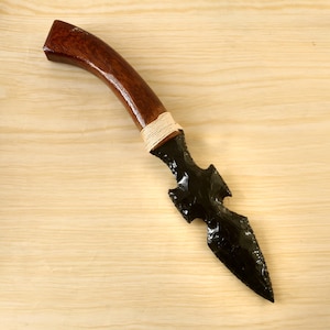 10 Inch Hand Knapped Black Obsidian Knife – Crystal Athame, Handmade Ritual Blade, Gift