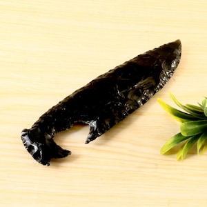 Handmade Black Obsidian Knife – Crystal Athame Blade – Hand Knapped Obsidian Hunting – for Her