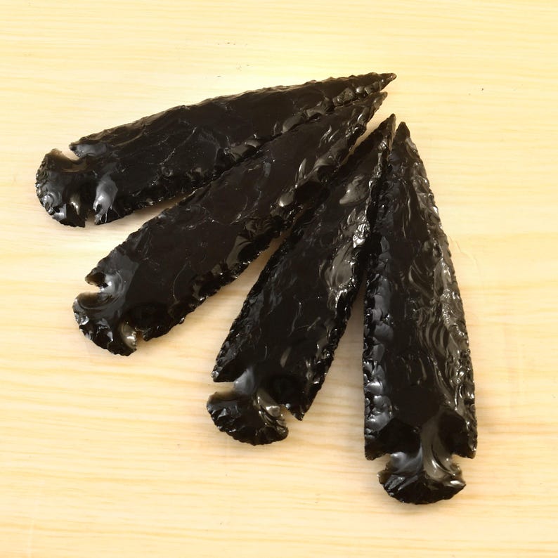 5.5" Inches Black Obsidian Arrowhead - arrow decor - healing crystals and stones - Black Obsidian Blade - obsidian arrowhead - chakra