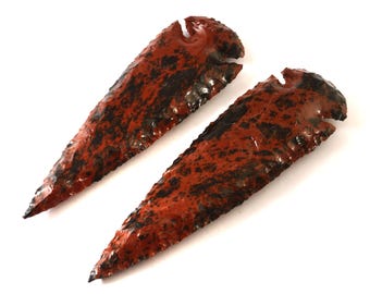 Handcrafted Mahogany Arrowhead – Stone Arrow, Spiritual Healing Crystals, Chakra Gift"