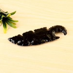 Hand Knapped Black Obsidian Knife – Crystal Blade, Ritual Athame, Handmade Hunting Knife,