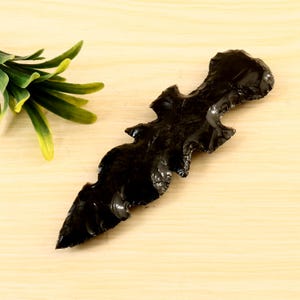 Large Obsidian Sword – Hand Knapped Crystal Knife, Handmade Obsidian Blade, Unique Collectible Gift