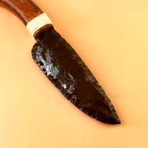 10 Inch Obsidian Handle Crystal Knife – Handmade Stone Blade, Ritual Athame, Witchy Metaphysical Decor