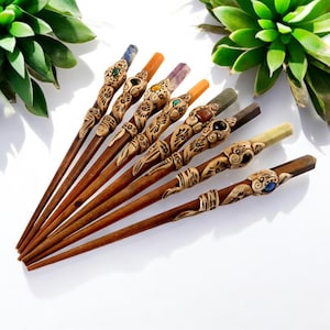 Crystal Hair Stick – Mix Quartz Gemstone Pencil Stick, Boho Accessory, Gift