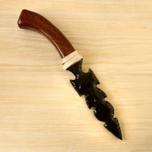 10 Inch Hand Knapped Black Obsidian Knife – Crystal Athame, Handmade Ritual Blade,