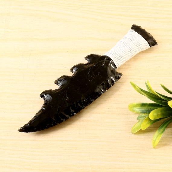 Black Obsidian Athame Obsidian Knife, Handmade Stone Gift For Her, Hand Knapped Daggers