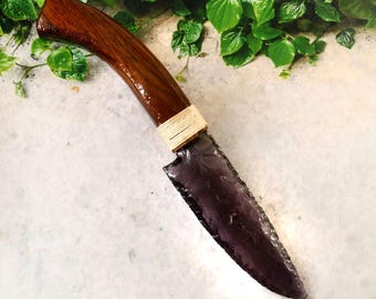 10" New Rare Handle Purple Obsidian Crystal Glass Knife Daggers Gifted obsidian Stone Knives