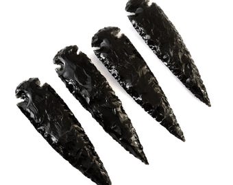 10 Pcs Black Obsidian Arrowhead Blades – 5 Inch Healing Crystals