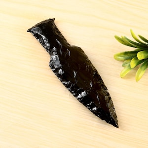 Large Black Obsidian Sword – Handmade Crystal Knife, Hand Knapped Gemstone Blade, Unique Collectible Gift