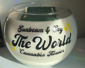 Tarot Themed Soy Wax Candle | Altar & Home Decor | Metaphysical Gifts | The World | Fish Bowl Candle | Canna Flower Fragrance | Unique Gifts