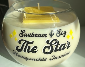 Tarot Themed Soy Wax Candle | Altar & Home Decor | Metaphysical Gifts | The Star | Fish Bowl | Honeysuckle Jasmine Fragrance | Unique Gifts
