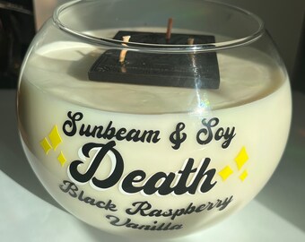 Tarot Themed Soy Wax Candle | Altar & Home Decor | Metaphysical Gifts | Death | Fish Bowl Candle | Black Raspberry Fragrance | Unique Gifts