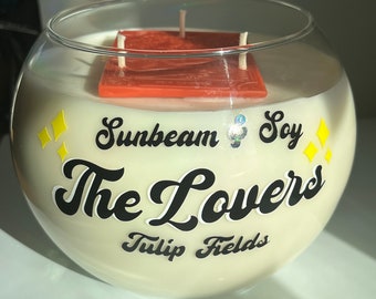 Tarot Themed Soy Wax Candle | Altar & Home Decor | Metaphysical Gifts | The Lovers | Fish Bowl Candle | Tulip Field Fragrance | Unique Gifts