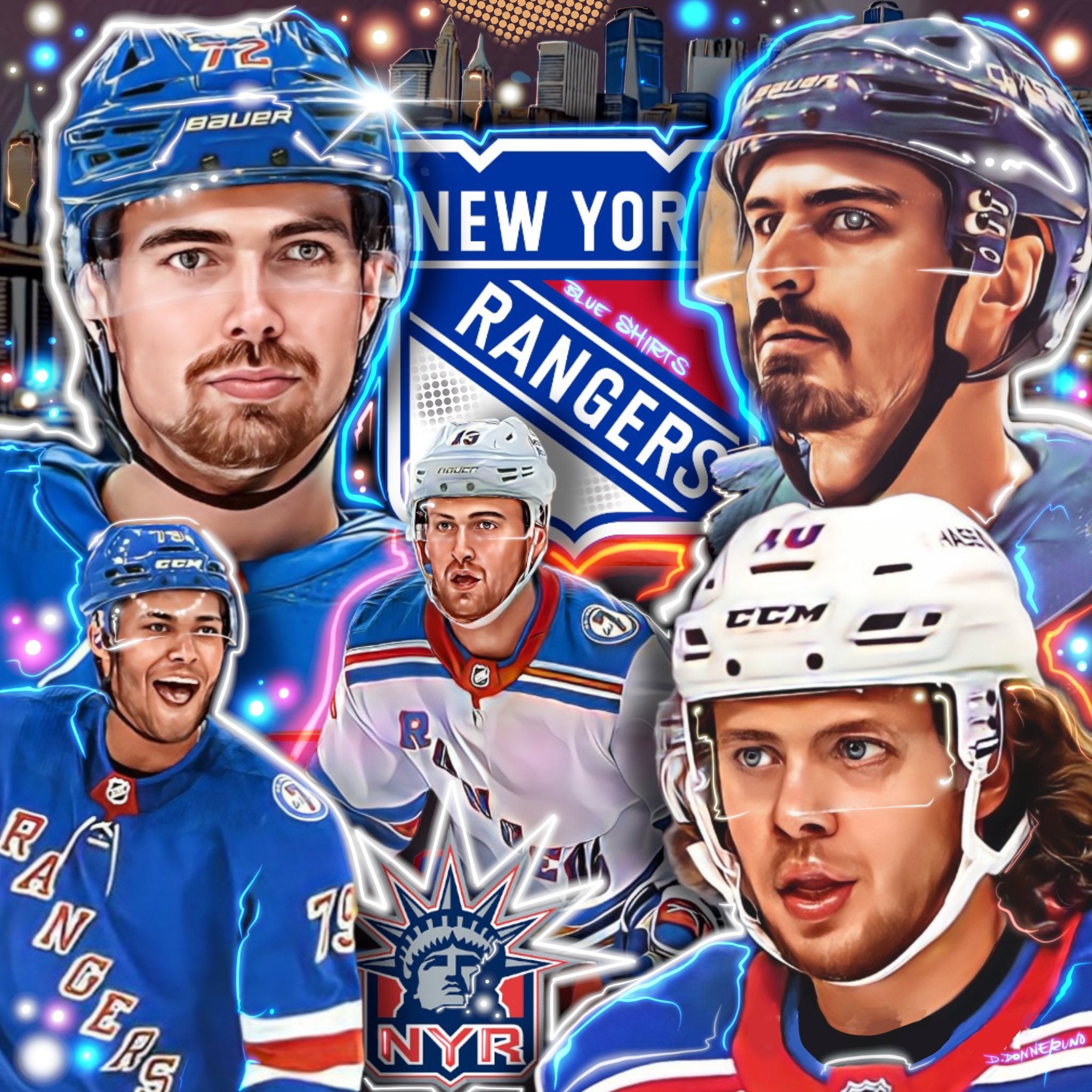 New York Rangers Collages, Rangers Collages, Wall Art