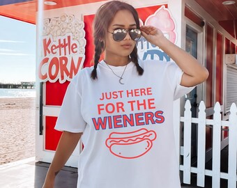 Débardeur Hot Dog I'm Just Here For The Wieners, chemise 4 juillet, haut hot-dog drôle, 4 juillet rétro, t-shirt fête de l'indépendance