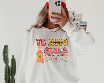 Chemise anti-valentine, col rond amateur de tequila, sweat-shirt drôle Vday, chemise Galentines, pull unique pour la Saint-Valentin, sweat à capuche Self Love
