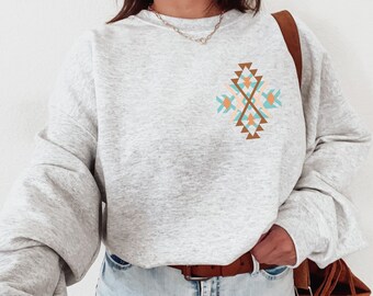 Aztec Crewneck Sweatshirt, Western Sweatshirt, Western Crewneck, Cowboy Sweatshirt, Cowgirl Sweatshirt, Rodeo Sweatshirt, Punchy shirt
