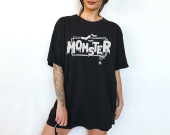 Comfort Colors® Momster, Spooky Mama Tee, Grunge Halloween Tee, Grunge Mom Shirt, Halloween Apparel, Spooky Month, Spooky Mommy