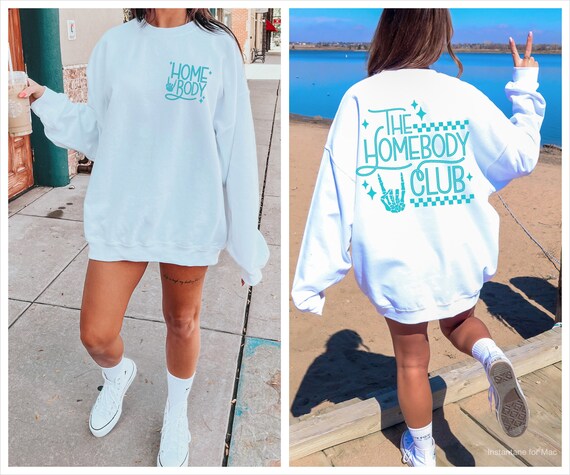 Homebody Club Crewneck, Preppy Hoodie, Preppy Clothes, Coastal Hoodie, Comfy Sweatshirt, y2k Hoodie, Words on Back, y2k Clothes