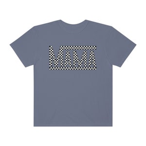 Camiseta retro a cuadros para mamá Camiseta retro para mamá Camiseta a cuadros para mamá Ropa de moda para mamá Camisa de maternidad Colores cómodos para mamá Blue Jean