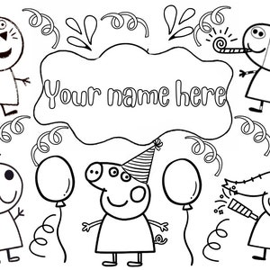 Peppa Pig Personalised Party colouring sheet