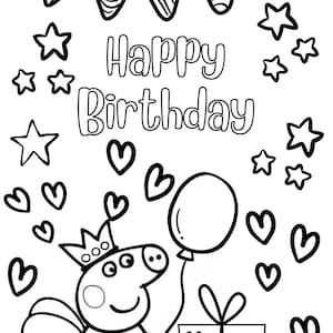 Peppa Pig Colouring Pages, Personalise Name and Age