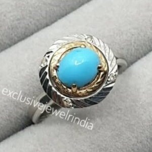 Turquoise Women&#39;s Ring, 925 sterling Silver Ring, Handmade Ring, Statement Ring, Gemstone Ring, Wedding Anniversary Ring, Gift For Her Waif