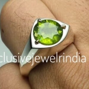 Natural Peridot Silver Men&#39;s Ring, 925 sterling Silver Ring, Handmade Ring, Promise Ring, August Birthstone Ring, Wadding Ring Gift For Him