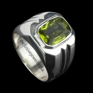 Natural Peridot Mens Ring, 925 sterling Silver, Designer Promise Ring, Gemstone Ring, Handmade Ring, August Birthstone Gift Anniversary Ring