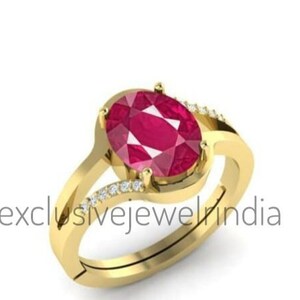 Lab Ruby Women&#39;s Ring, 925 Sterling Silver Gold Plated, Handmade Ring, Promise Ring, July Birthstone Ring, Engagement wedding Ring For Her