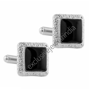 10 MM Natural Black Onyx Boy&#39;s Cufflink, 925 Sterling Silver, Black Onyx Square Cufflink, Stylish Men&#39;s Cufflinks, anniversary Cufflinks