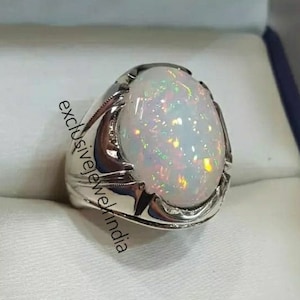 Opal Ring, 925 Sterling Silber, stilvoller Herrenring, Oktober Geburtsstein Ring, Ehering, schwerer Herrenring, Siegelring