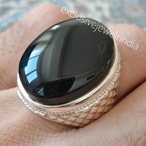 Natural Black Onyx Silver Ring, 925 Sterling Silver Ring, Stylish Men&#39;s Ring, Handmade Ring, Anniversary Gift, Statement Ring Gift For Him