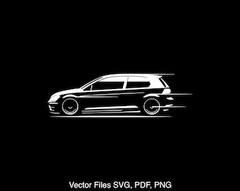 Golf R MK7 GTI 2017 silhouette Illustration Digital Drawing Vector Graphic Clipart for Cricut | png | pdf | svg