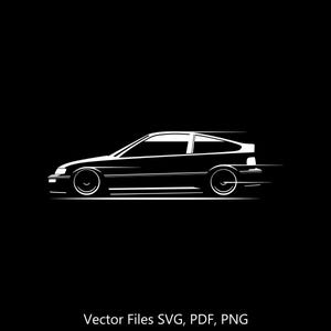 CRX Si 1990 silhouette Illustration Digital Drawing Vector Graphic Clipart for Cricut | png | pdf | svg