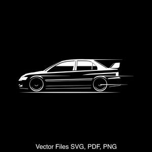 Pode incluir: Uma silhueta branca de um carro acelerando para frente sobre um fundo preto. O carro tem um spoiler e está em movimento, com um efeito de desfoque atrás.