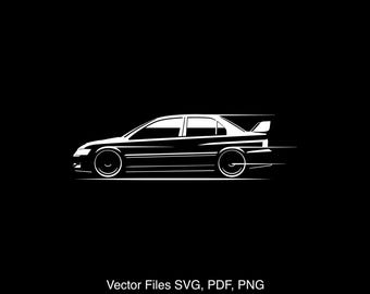 Lancer EVO IX MR 2006 silhouette Illustration Digital Drawing Vector Graphic Clipart for Cricut | png | pdf | svg