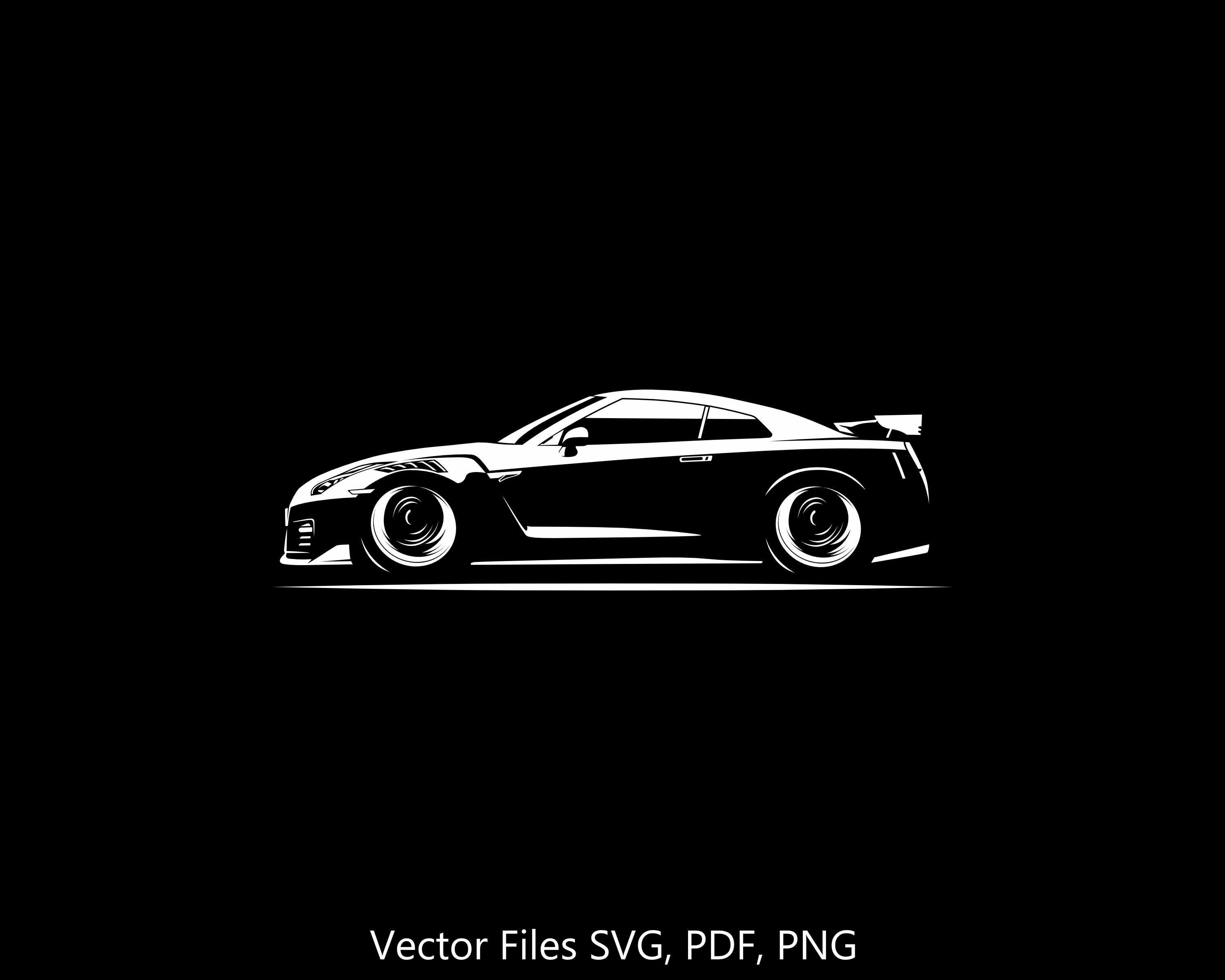 2023 R35 GT-R Car Silhouette Illustration Digital Drawing Vector ...