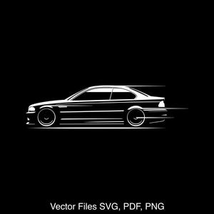 May include: A white silhouette of a sports car speeding on a black background. The car is in profile view, with the front wheels visible and the rear wheels blurred. The car has a sleek, aerodynamic design.