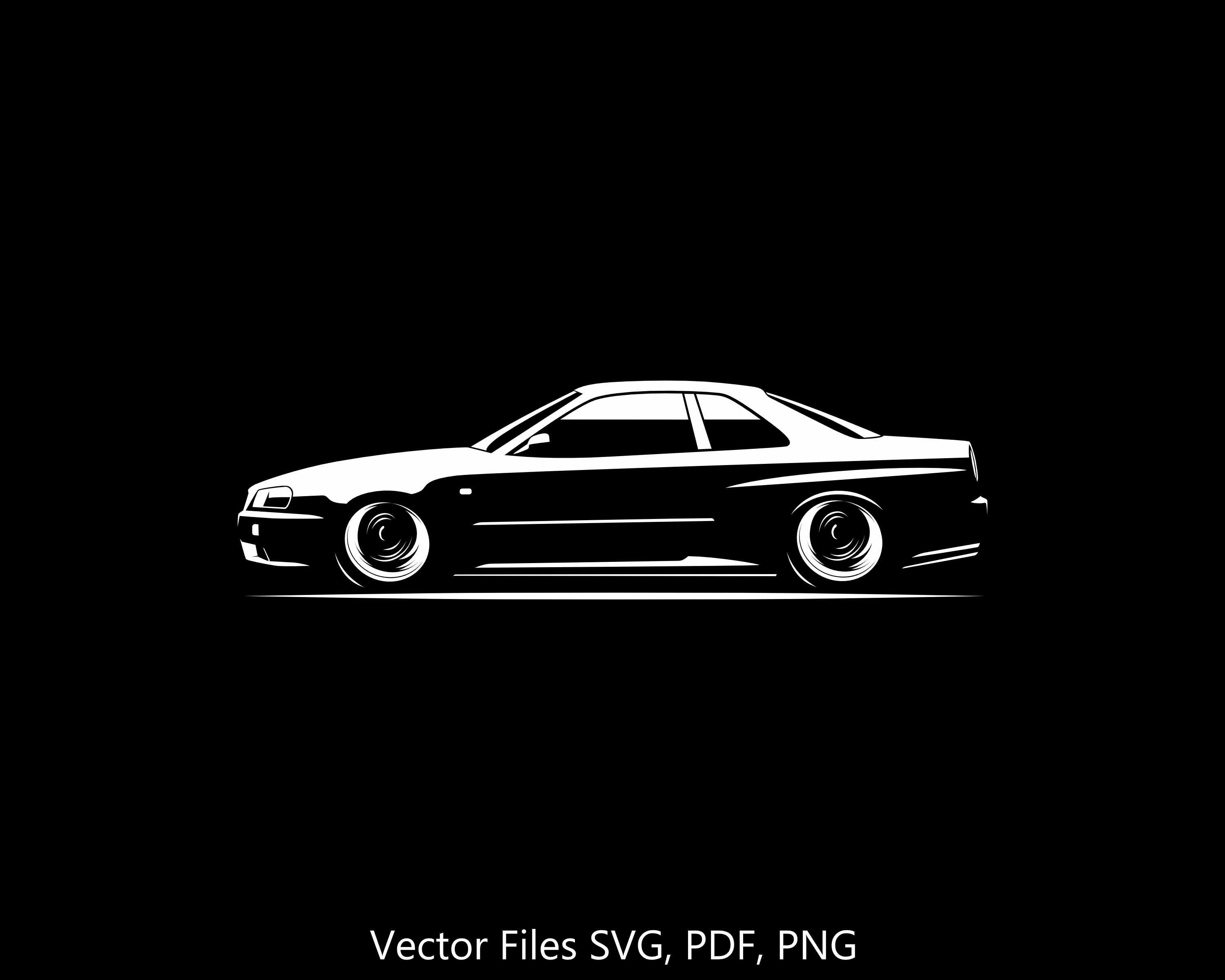 1999 Skyline R34 GT-T Car Silhouette Illustration Digital Drawing ...