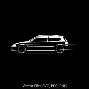 Civic EG6 silhouette Illustrazione Disegno digitale Grafica vettoriale Clipart per Cricut / png / pdf / svg