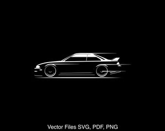 Silvia S14 200sx silhouette Illustration Digital Drawing Vector Graphic Clipart for Cricut | png | pdf | svg