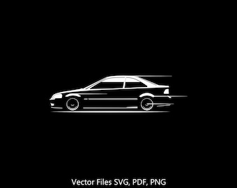 Civic SI 1999 Silhouette Illustration Digitale Zeichnung Vektorgrafik Clipart für Cricut | png | pdf | svg