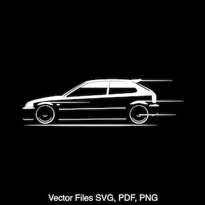 Civic EK9 Type-R 1997 silhouette Illustrazione Disegno digitale Grafica vettoriale Clipart per Cricut / png / pdf / svg