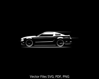 Mustang 2013-14 silhouette Illustration Digital Drawing Vector Graphic Clipart for Cricut | png | pdf | svg
