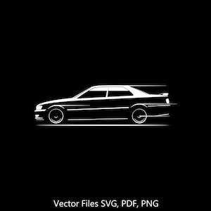 Chaser JZX100 Tourer 1998 silhouette Illustration Digital Drawing Vector Graphic Clipart for Cricut | png | pdf | svg